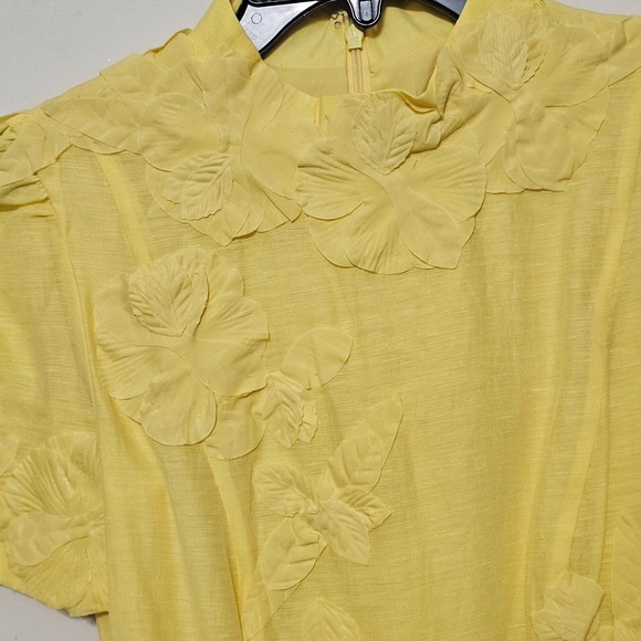 Antonio Melani 8 Yellow Mock Neck Short Sleeve Knee-length Fit & flare 0721 - Picture 2 of 15